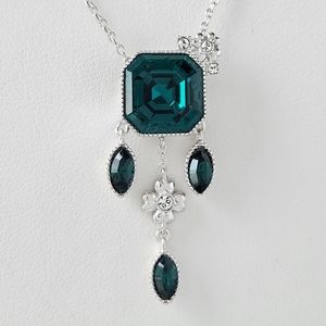 Official Swarovski Crystal Green Emerald Necklace, 925 Sterling Silver